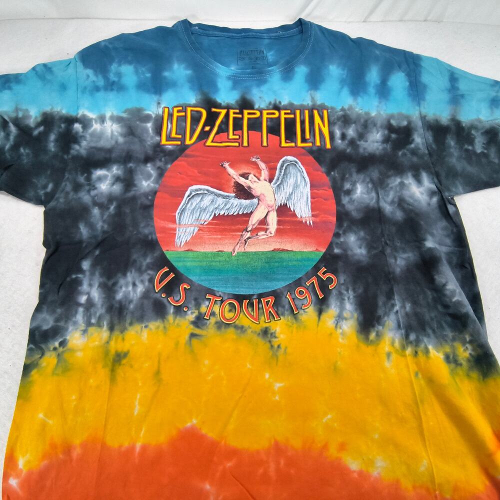 Led Zeppelin US Tour 1975 Band Crew Neck Shirt Mens Size Extra Large XL Tie Dye